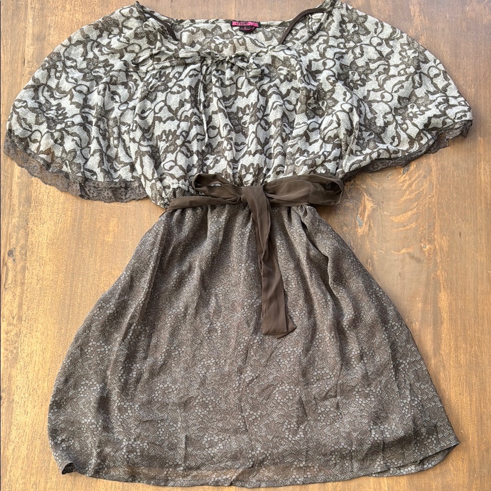 Rock & Roll Cowgirl Brown Gray Dolman Sleeve Sundress